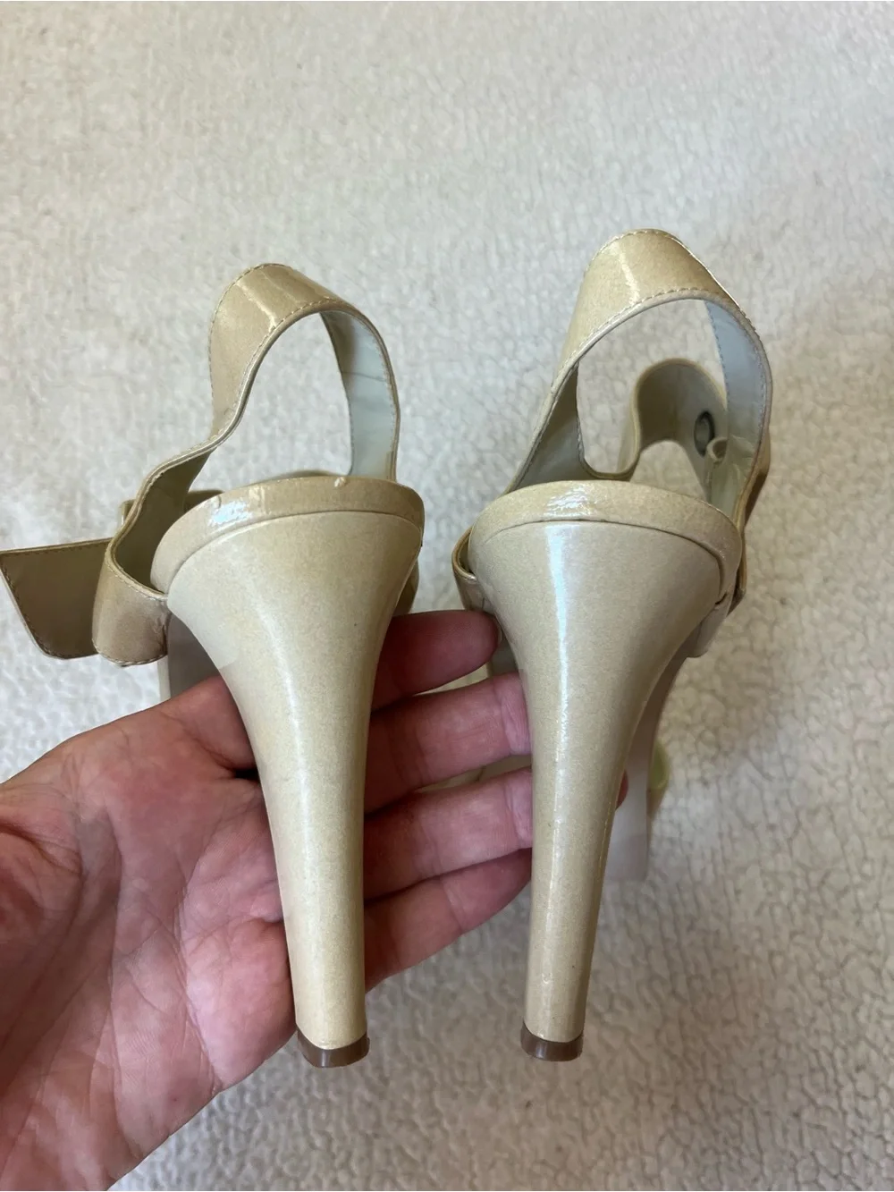 Y2K Nine West Buckle Cream High Heels 8 Womens